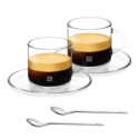 PUODELIAI SU ŠAUKŠTELIAIS IR LĖKŠTUTĖMIS DOUBLE ESPRESSO PUODELIAI SU ŠAUKŠTELIAIS IR LĖKŠTUTĖMIS DOUBLE ESPRESSO