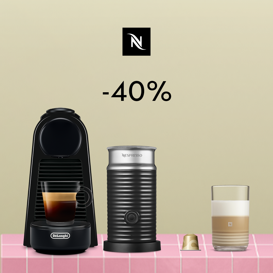 40% NUOLAIDA KAVOS APARATUI ESSENZA MINI TRIANGLE + AEROCCINO PERKANT 120 ORIGINAL KAPSULIŲ!