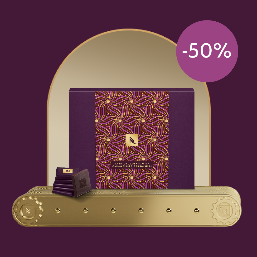 -50% JUODAJAM ŠOKOLADUI SU KAKAVOS GABALĖLIAIS, PERKANT 80 ORIGINAL KAPSULIŲ!