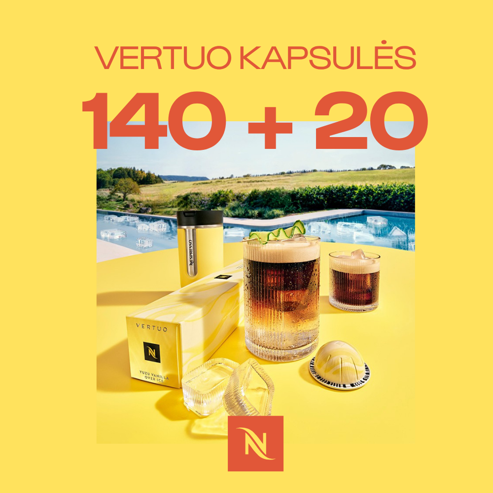 PIRKITE 140 VERTUO KAVOS KAPSULIŲ – GAUKITE 2 PAKUOTES GRAN LUNGOS UŽ 0,02 EUR 