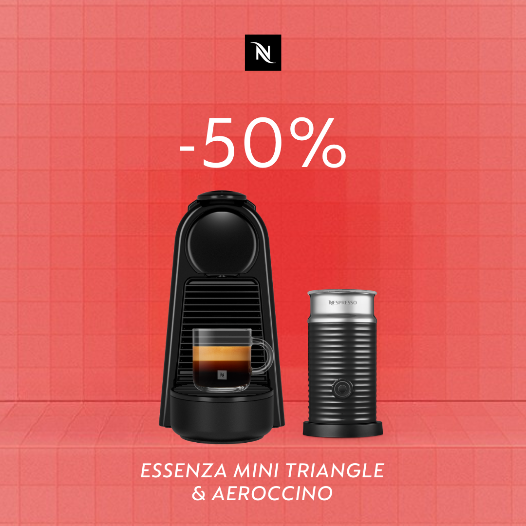 -50% KAVOS APARATUI ESSENZA MINI TRIANGLE & AEROCCINO, PERKANT 200 ORIGINAL KAPSULIŲ!