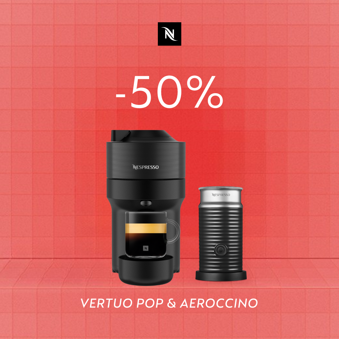 -50% KAVOS APARATUI VERTUO POP BLACK & AEROCCINO, PERKANT 160 VERTUO KAPSULIŲ!