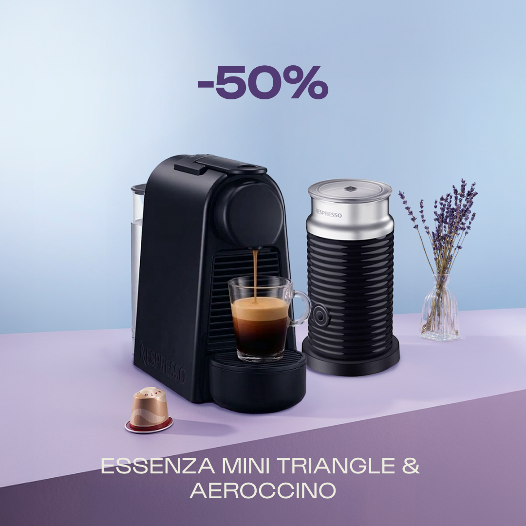 -50% KAVOS APARATUI ESSENZA MINI TRIANGLE & AEROCCINO, PERKANT 140 ORIGINAL KAPSULIŲ