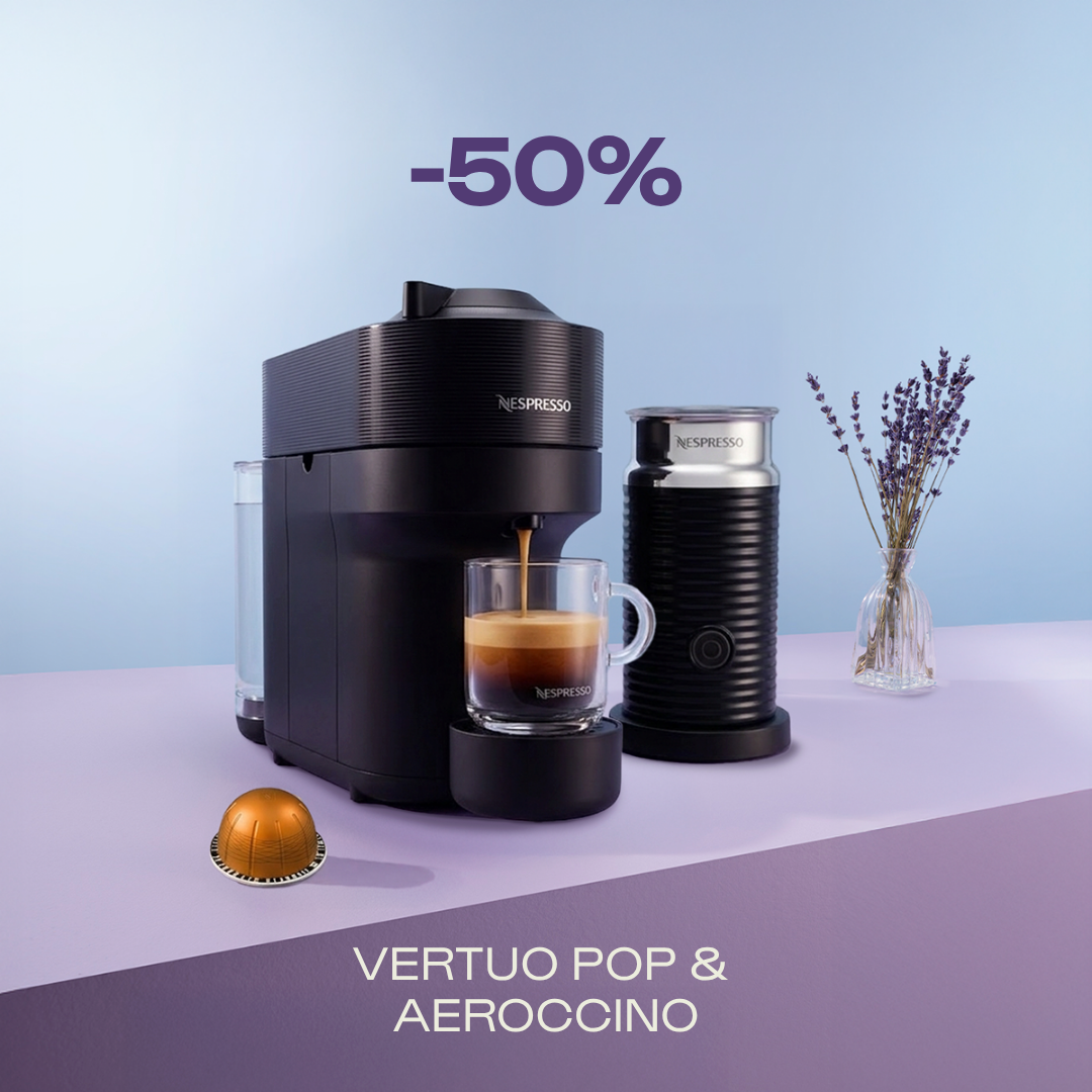50% OFF THE VERTUO POP & AEROCCINO COFFEE MACHINE WHEN YOU BUY 80 VERTUO CAPSULES