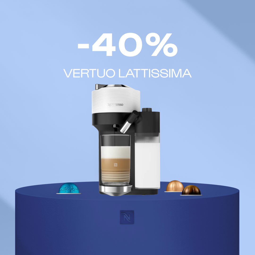 40% OFF THE VERTUO LATTISSIMA COFFEE MACHINE WHEN YOU BUY 80 VERTUO CAPSULES 40% OFF THE VERTUO LATTISSIMA COFFEE MACHINE WHEN YOU BUY 80 VERTUO CAPSULES