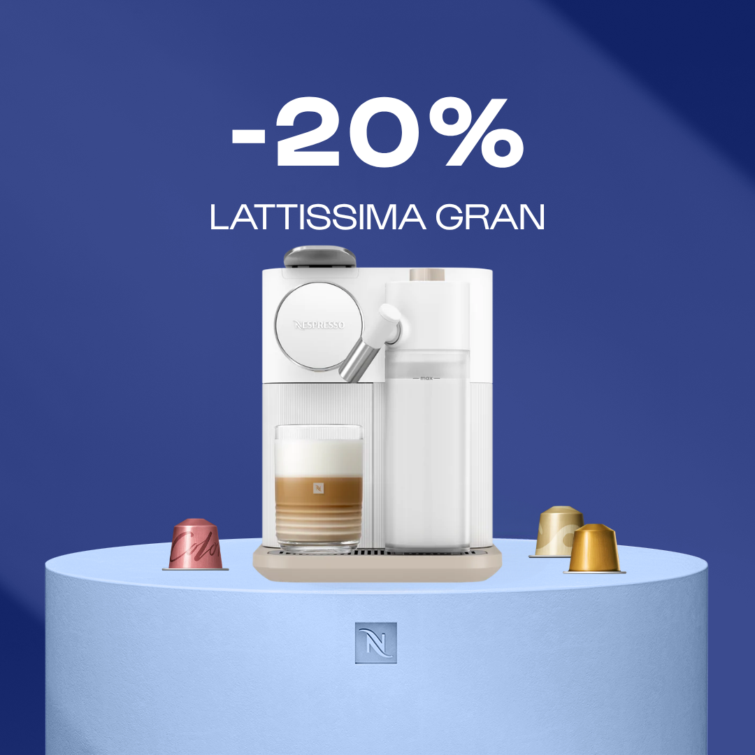 20% OFF THE LATTISSIMA GRAN COFFEE MACHINE WHEN YOU BUY 140 ORIGINAL CAPSULES 20% OFF THE LATTISSIMA GRAN COFFEE MACHINE WHEN YOU BUY 140 ORIGINAL CAPSULES