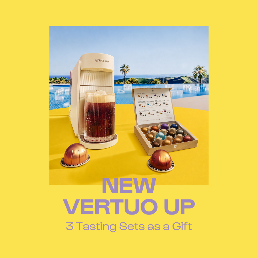 BUY NEW VERTUO UP COFFEE MACHINE AND GET 3 COFFEE CAPSULES TASTING SETS (3X12) AS A GIFT BUY NEW VERTUO UP COFFEE MACHINE AND GET 3 COFFEE CAPSULES TASTING SETS (3X12) AS A GIFT