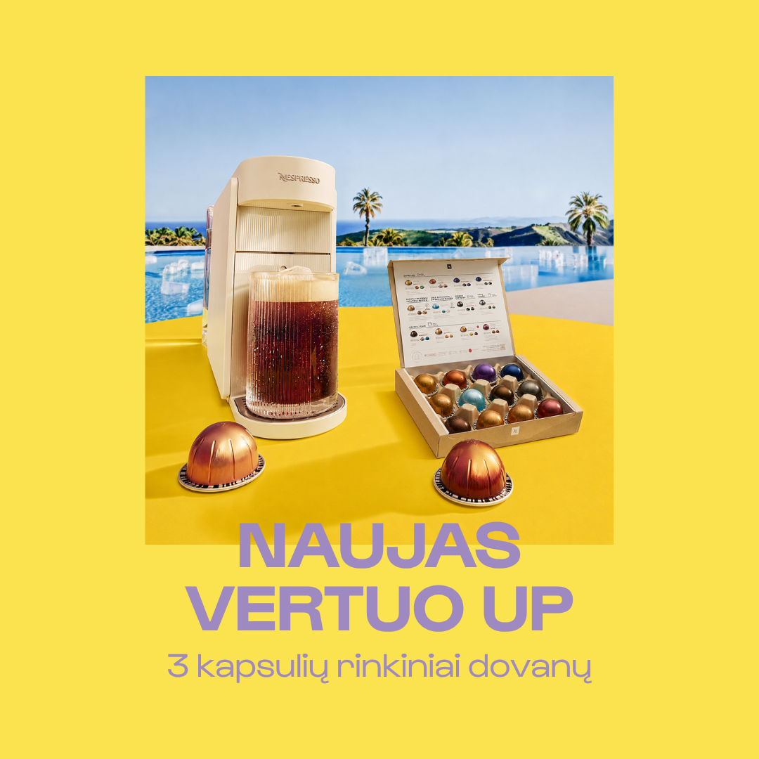 PIRKITE NAUJĄ VERTUO UP KAVOS APARATĄ IR GAUTIKE 3 DEGUSTACINIUS KAVOS RINKINIUS (3X12) DOVANŲ PIRKITE NAUJĄ VERTUO UP KAVOS APARATĄ IR GAUTIKE 3 DEGUSTACINIUS KAVOS RINKINIUS (3X12) DOVANŲ