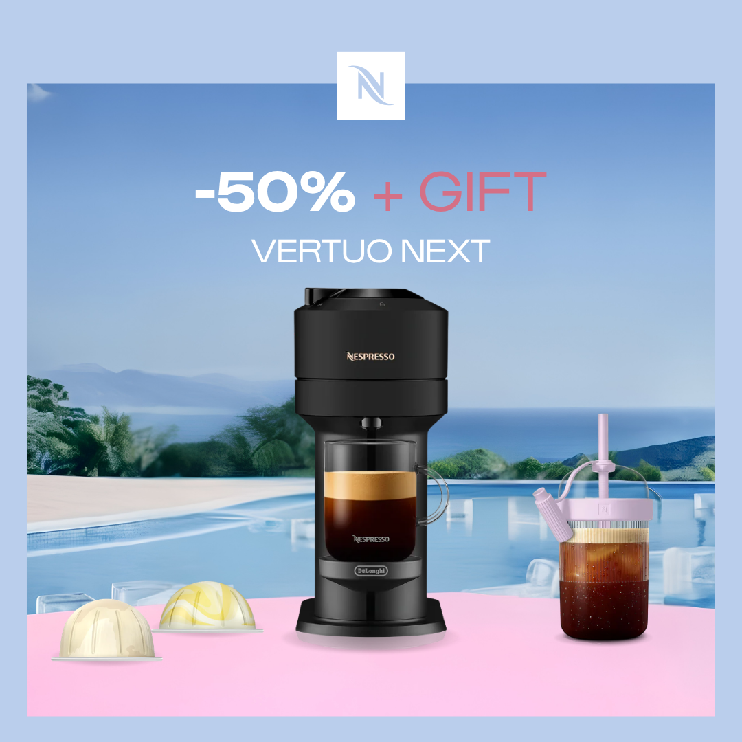 -50% OFF THE VERTUO NEXT COFFEE MACHINE WHEN YOU BUY 100 VERTUO CAPSULES + FREE TASTING KIT