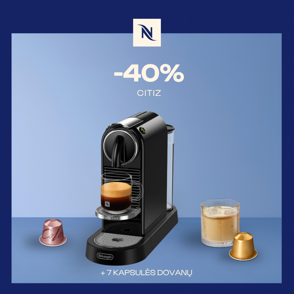 -40% KAVOS APARATUI CITIZ, PERKANT 150 ORIGINAL KAPSULIŲ + DEGUSTACINIS RINKINYS DOVANŲ -40% KAVOS APARATUI CITIZ, PERKANT 150 ORIGINAL KAPSULIŲ + DEGUSTACINIS RINKINYS DOVANŲ