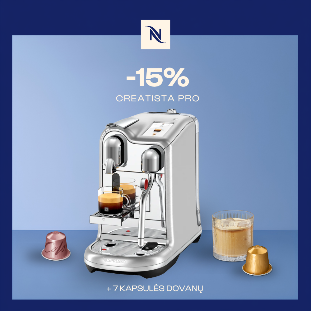 -15% KAVOS APARATUI CREATISTA PRO, PERKANT 250 ORIGINAL KAPSULIŲ + DEGUSTACINIS RINKINYS DOVANŲ -15% KAVOS APARATUI CREATISTA PRO, PERKANT 250 ORIGINAL KAPSULIŲ + DEGUSTACINIS RINKINYS DOVANŲ