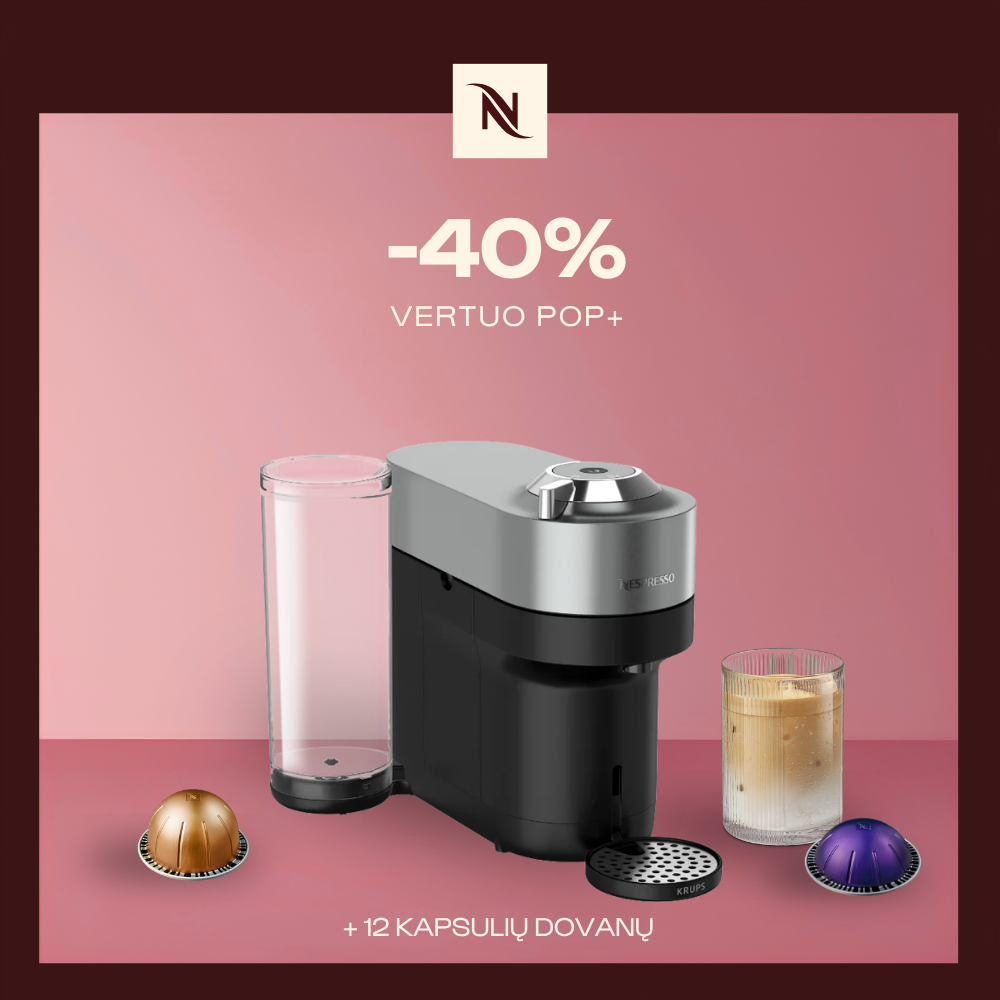 -40% KAVOS APARATUI VERTUO POP +, PERKANT 80 VERTUO KAPSULIŲ + DEGUSTACINIS RINKINYS DOVANŲ -40% KAVOS APARATUI VERTUO POP +, PERKANT 80 VERTUO KAPSULIŲ + DEGUSTACINIS RINKINYS DOVANŲ