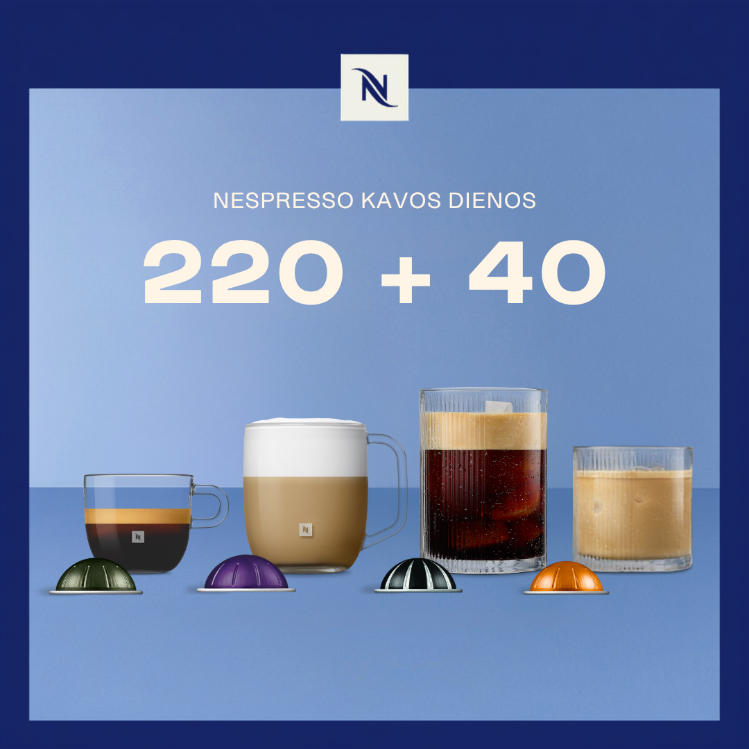 PIRKITE 220 VERTUO KAVOS KAPSULIŲ – GAUKITE 4 PAKUOTES ESPRESSO & RISTRETTO UŽ 0,04 EUR PIRKITE 220 VERTUO KAVOS KAPSULIŲ – GAUKITE 4 PAKUOTES ESPRESSO & RISTRETTO UŽ 0,04 EUR