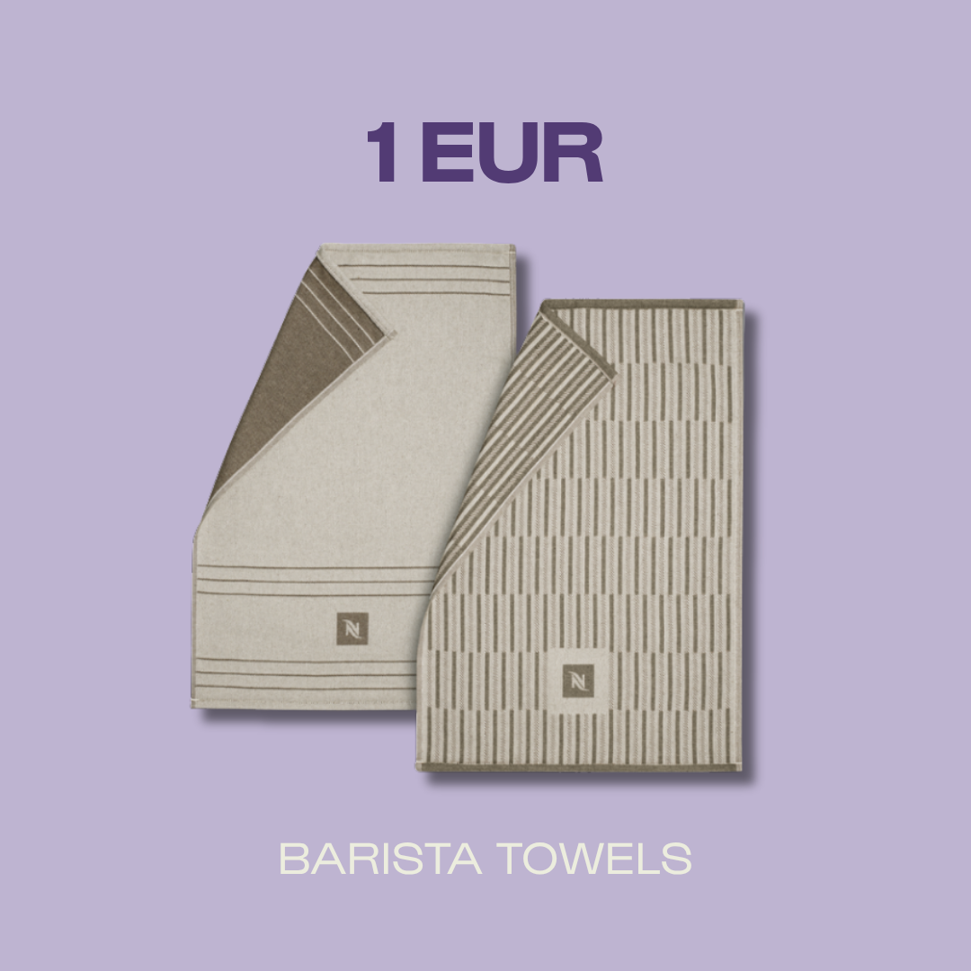 BUY 100 ORIGINAL CAPSULES AND GET A BARISTA TOWELS FOR 1 EUR