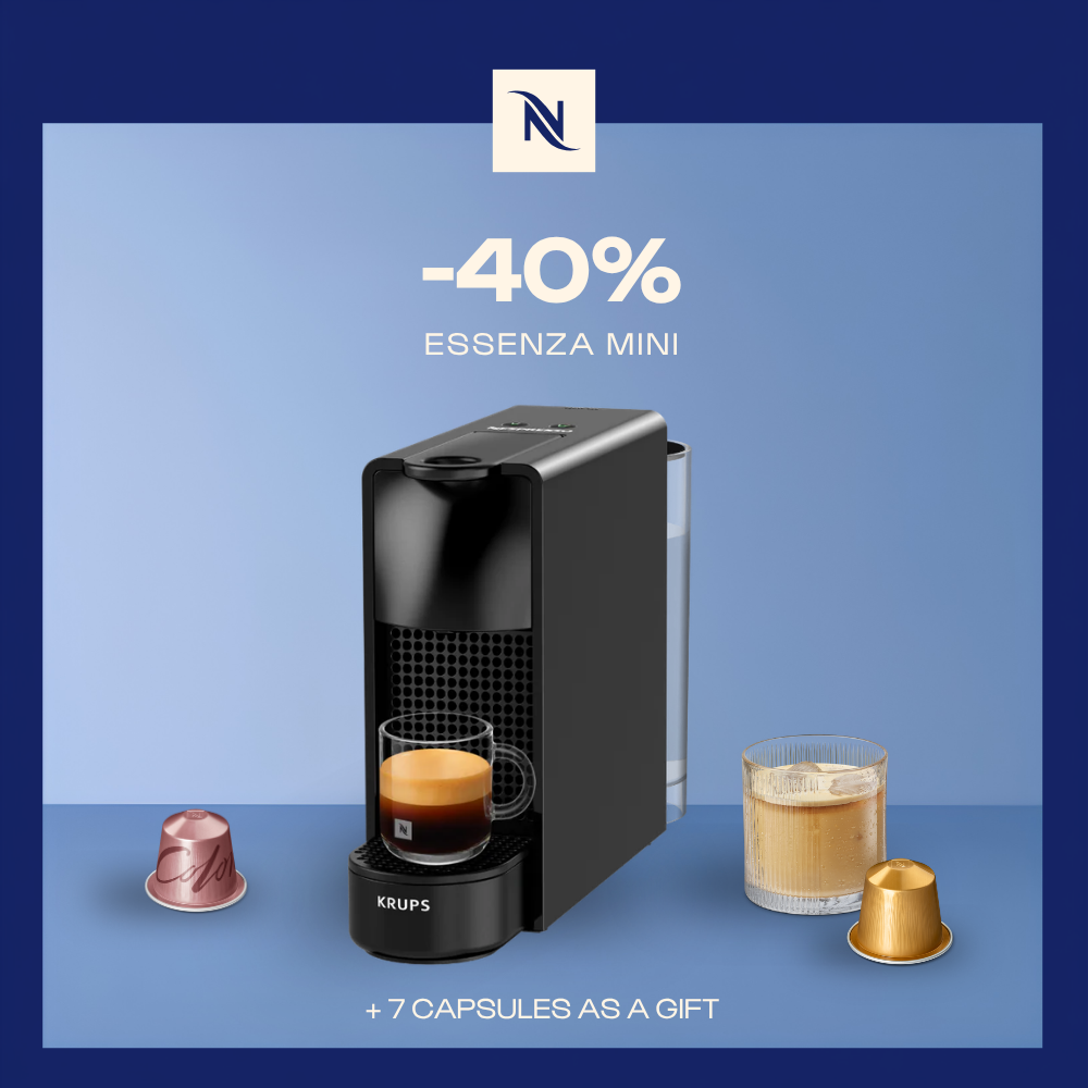 -40% OFF THE ESSENZA MINI COFFEE MACHINE WHEN YOU BUY 120 ORIGINAL CAPSULES + FREE TASTING KIT -40% OFF THE ESSENZA MINI COFFEE MACHINE WHEN YOU BUY 120 ORIGINAL CAPSULES + FREE TASTING KIT