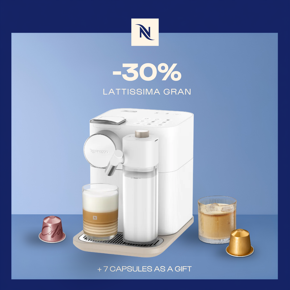 -30% OFF THE LATTISSIMA GRAN COFFEE MACHINE WHEN YOU BUY 180 ORIGINAL CAPSULES + FREE TASTING KIT -30% OFF THE LATTISSIMA GRAN COFFEE MACHINE WHEN YOU BUY 180 ORIGINAL CAPSULES + FREE TASTING KIT