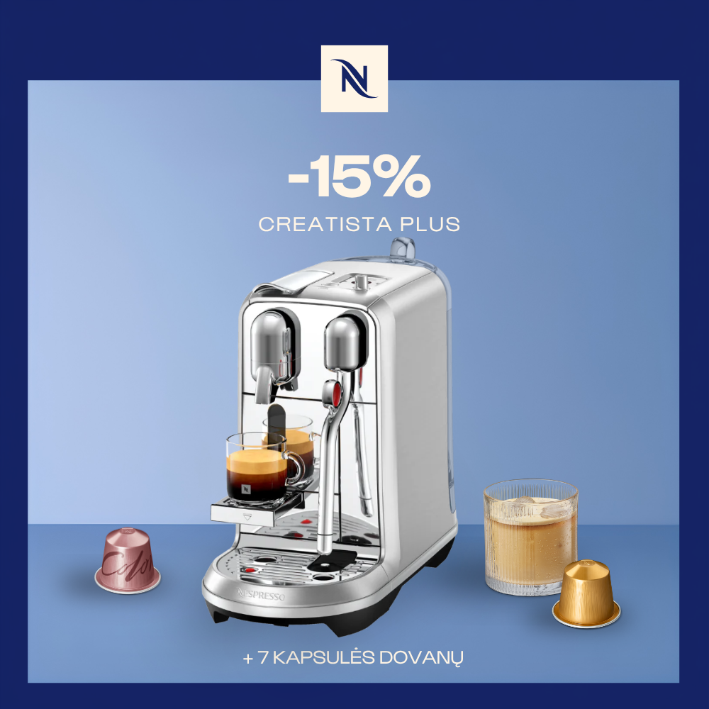-15% KAVOS APARATUI CREATISTA PLUS, PERKANT 160 ORIGINAL KAPSULIŲ + DEGUSTACINIS RINKINYS DOVANŲ -15% KAVOS APARATUI CREATISTA PLUS, PERKANT 160 ORIGINAL KAPSULIŲ + DEGUSTACINIS RINKINYS DOVANŲ