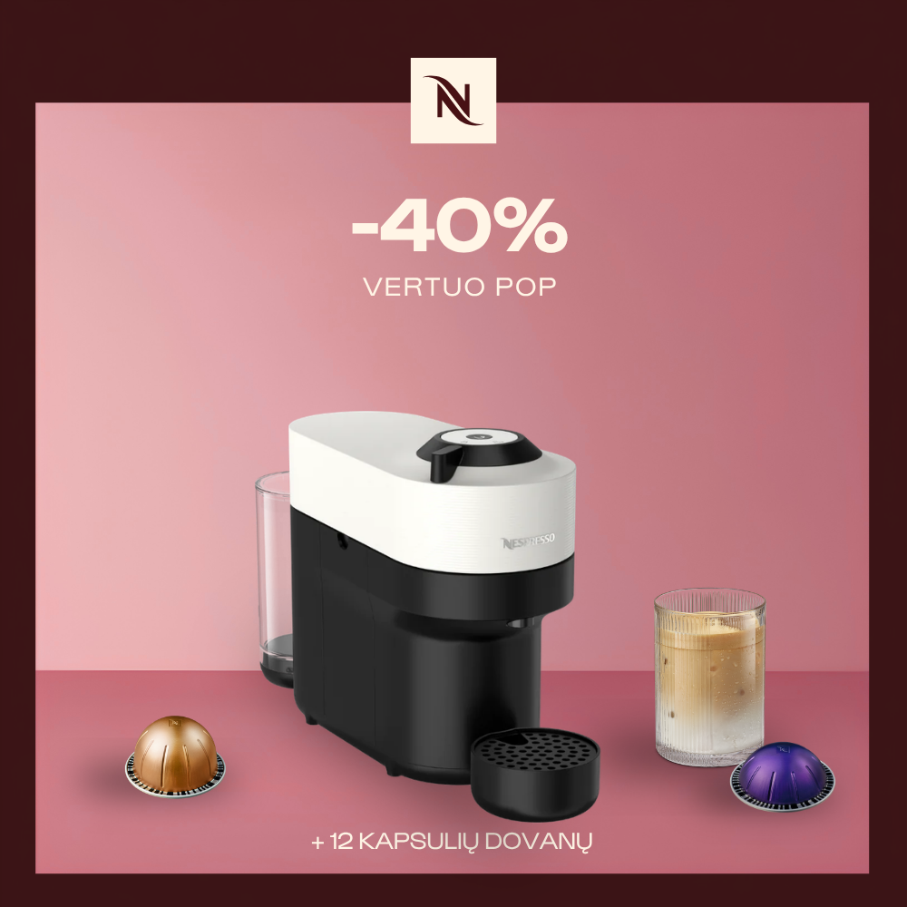 -40% KAVOS APARATUI VERTUO POP, PERKANT 80 VERTUO KAPSULIŲ + DEGUSTACINIS RINKINYS DOVANŲ -40% KAVOS APARATUI VERTUO POP, PERKANT 80 VERTUO KAPSULIŲ + DEGUSTACINIS RINKINYS DOVANŲ